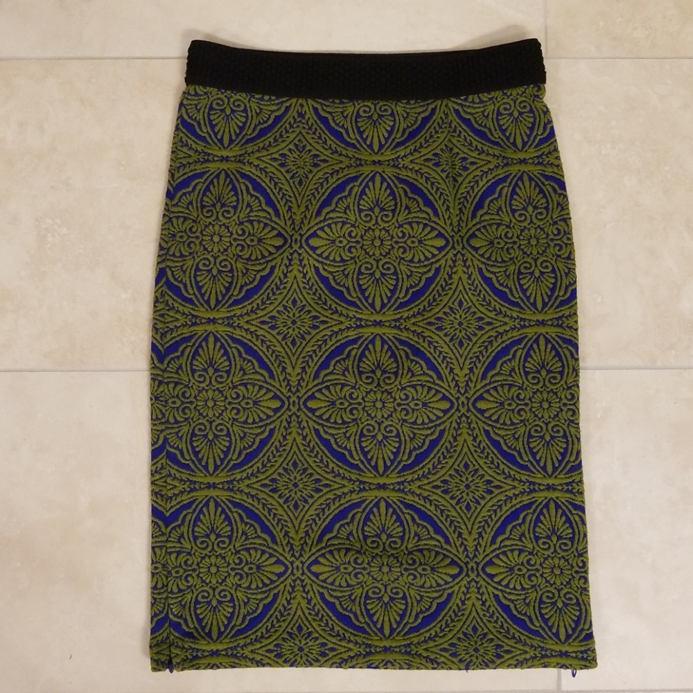 Cobalt Blue/Kelly Green Pencil Skirt, Size Small